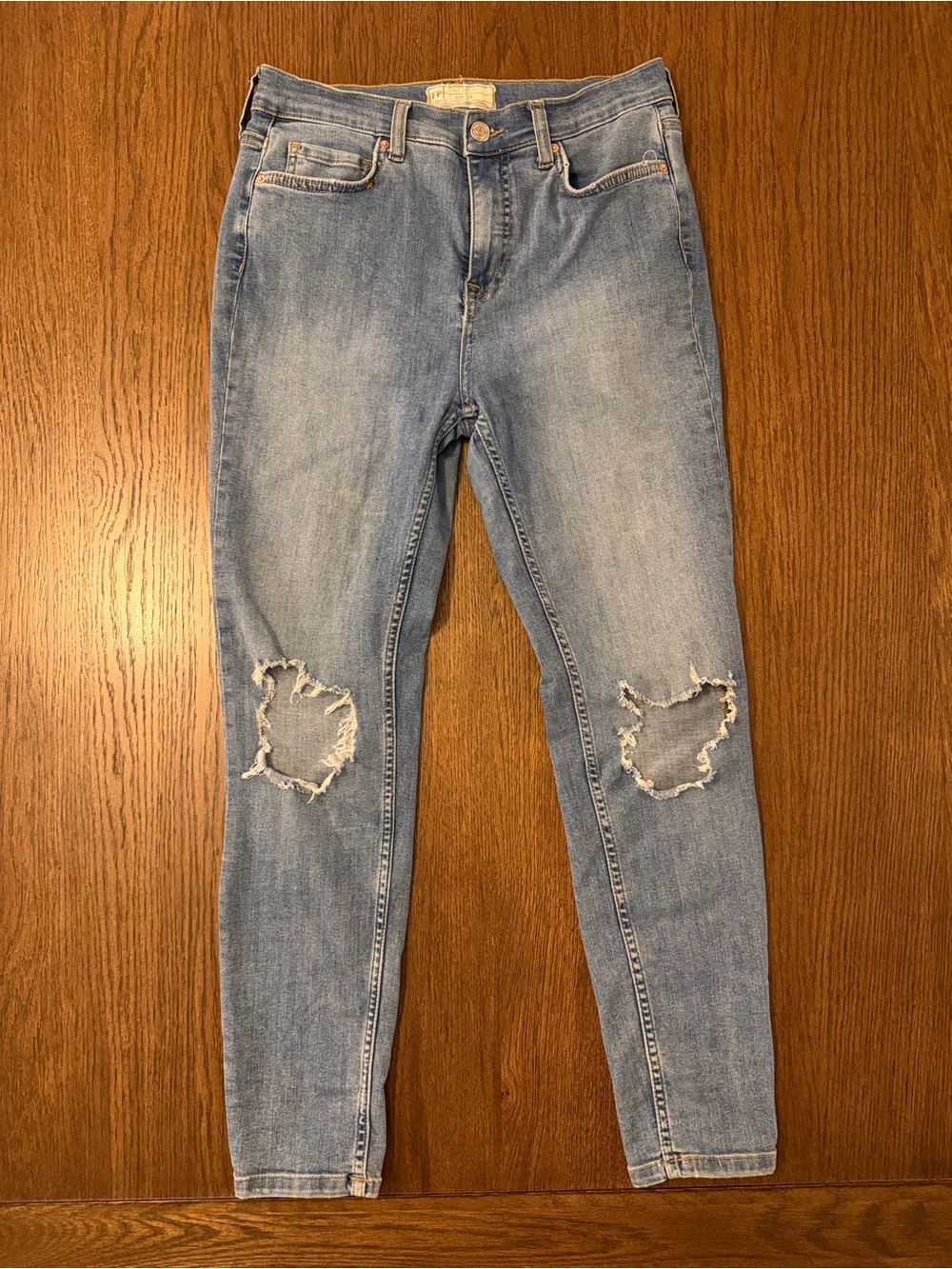 Free People High-Rise Busted Knee Distressed Skinny Jeans